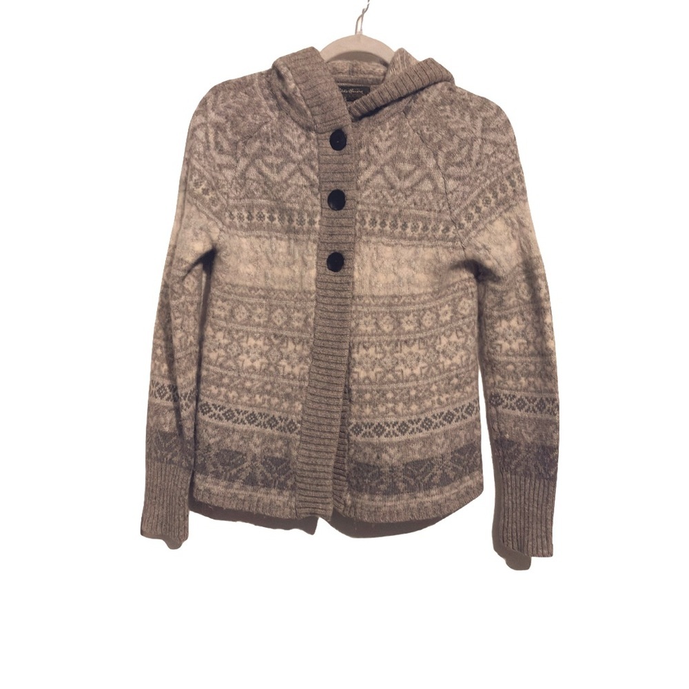 Eddie Bauer wool blend Nordic Shawl-Collar Button‎ Front Sweater – Size large
